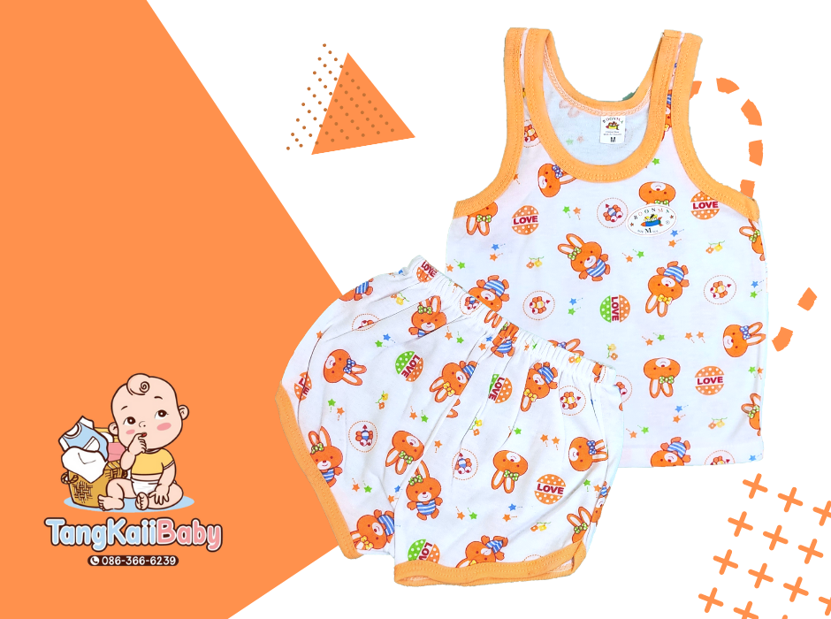 ชุดเสื้อกล้าม ผ้าขาวลาย เด็กแรกเกิด ทารก ลายน่ารักๆ - Image 2