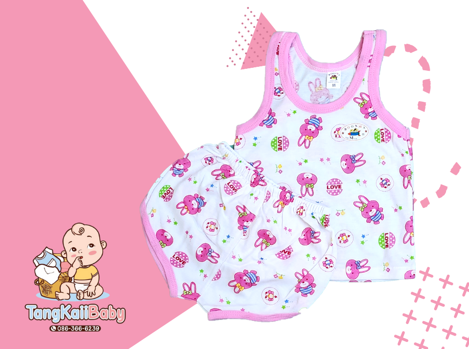 ชุดเสื้อกล้าม ผ้าขาวลาย เด็กแรกเกิด ทารก ลายน่ารักๆ - Image 3