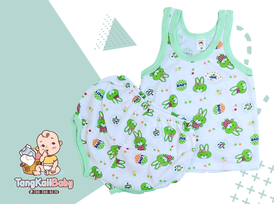 ชุดเสื้อกล้าม ผ้าขาวลาย เด็กแรกเกิด ทารก ลายน่ารักๆ - Image 4