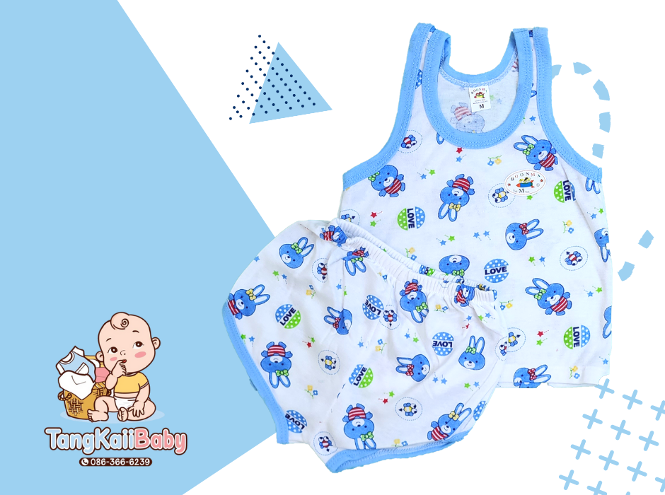 ชุดเสื้อกล้าม ผ้าขาวลาย เด็กแรกเกิด ทารก ลายน่ารักๆ - Image 5